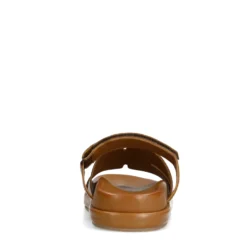 Cognac leren slippers met klittenband