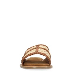 Cognac raffia slippers