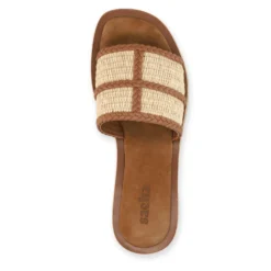 Cognac raffia slippers