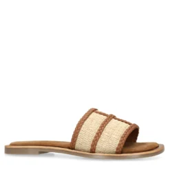 Cognac raffia slippers