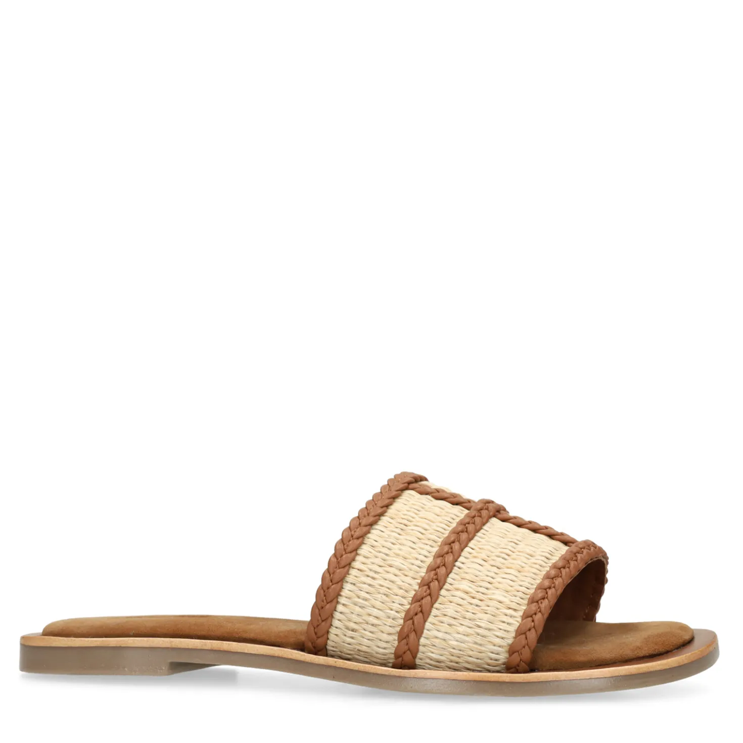Cognac raffia slippers