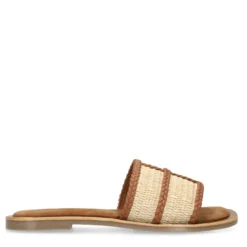Cognac raffia slippers