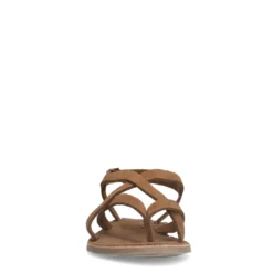 Cognac sandalen met gekruiste bandjes