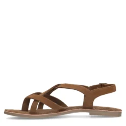 Cognac sandalen met gekruiste bandjes