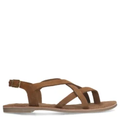 Cognac sandalen met gekruiste bandjes