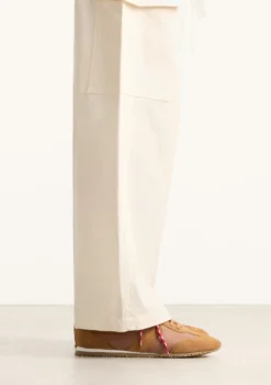Cognac sneakers met dubbele veters