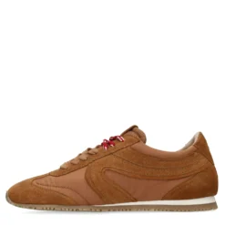 Cognac sneakers met dubbele veters