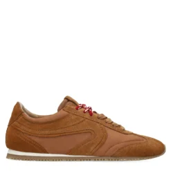 Cognac sneakers met dubbele veters