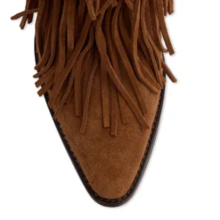 Cognac suède cowboylaarzen met franjes