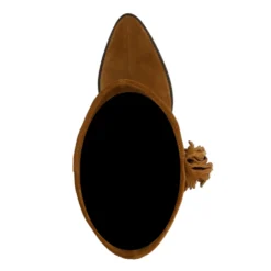 Cognac suède cowboylaarzen met franjes