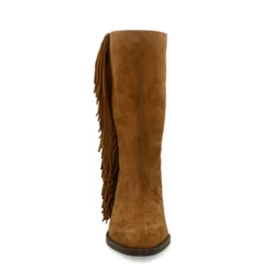 Cognac suède cowboylaarzen met franjes