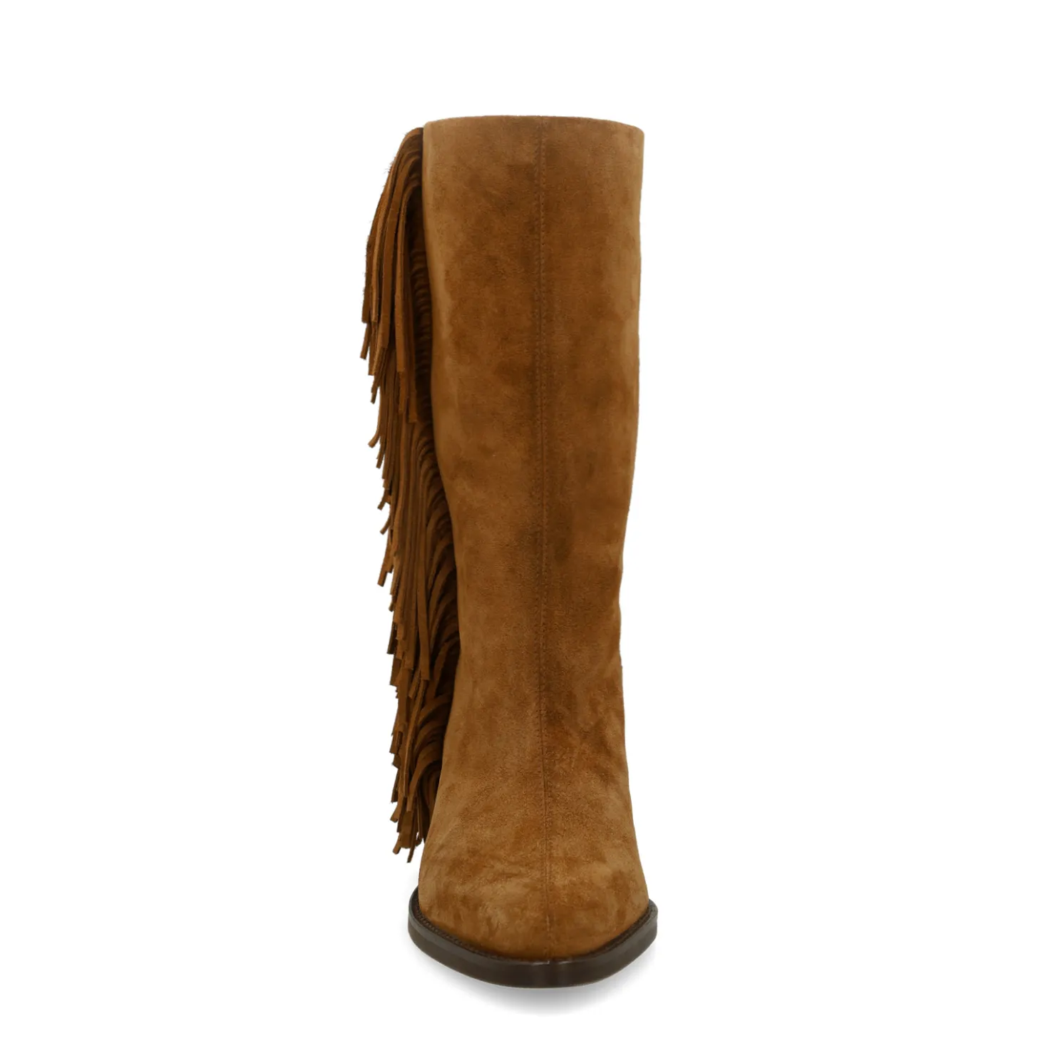 Cognac suède cowboylaarzen met franjes