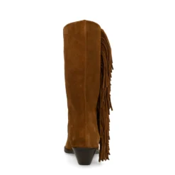 Cognac suède cowboylaarzen met franjes