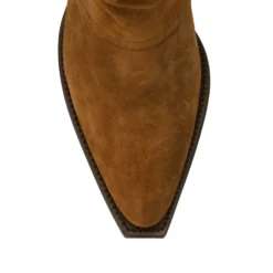 Cognac suède enkellaarsjes met flap