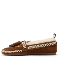 Cognac suède faux fur loafers