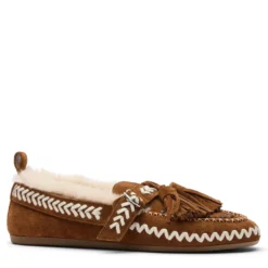 Cognac suède faux fur loafers