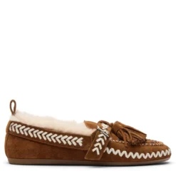 Cognac suède faux fur loafers