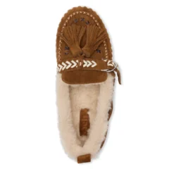 Cognac suède faux fur loafers