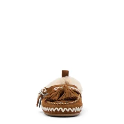 Cognac suède faux fur loafers