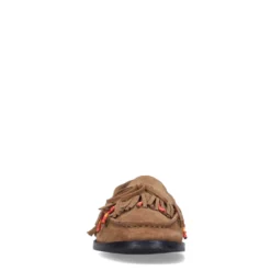 Cognac suède loafers met franjes