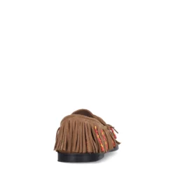 Cognac suède loafers met franjes