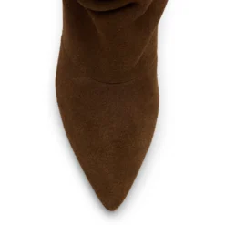 Cognac suède slouchy enkellaarsjes met hak