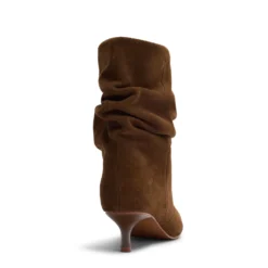 Cognac suède slouchy enkellaarsjes met hak
