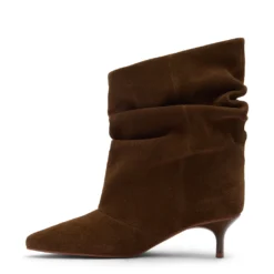 Cognac suède slouchy enkellaarsjes met hak