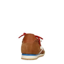Cognac suède sneakers met dubbele veters