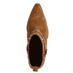 Cognac suède western enkellaarsjes met studs