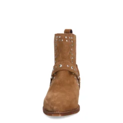 Cognac suède western enkellaarsjes met studs