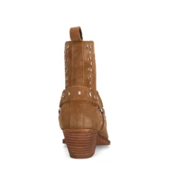 Cognac suède western enkellaarsjes met studs