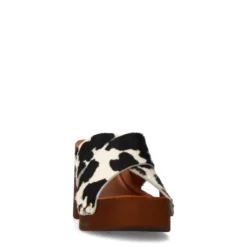 Cow print leren muiltjes met plateau hak