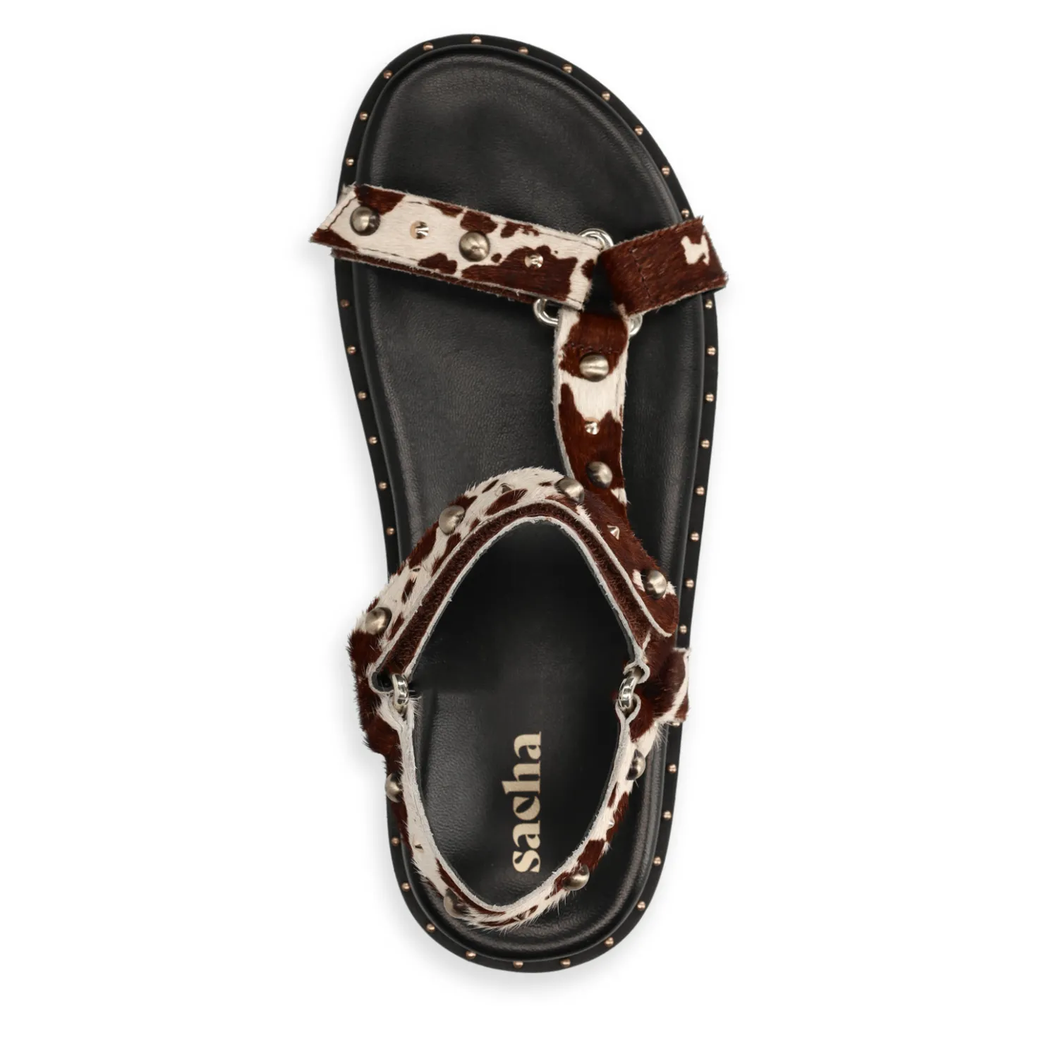 Cow print leren sandalen