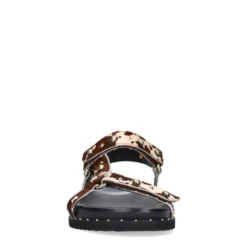 Cow print leren sandalen