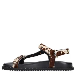 Cow print leren sandalen