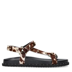 Cow print leren sandalen