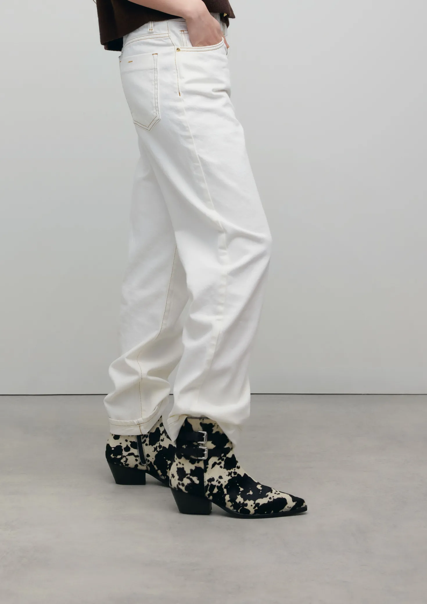 Cow print western enkellaarsjes