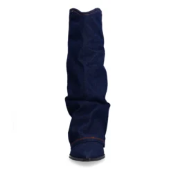 Donkerblauwe denim cowboylaarzen met flap