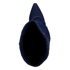Donkerblauwe denim cowboylaarzen met flap