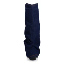 Donkerblauwe denim cowboylaarzen met flap