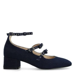 Donkerblauwe denim Mary Jane's