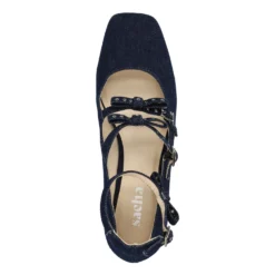 Donkerblauwe denim Mary Jane's