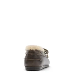 Donkerbruine leren bootschoenen met wol