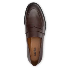 Donkerbruine leren loafers