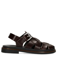 Donkerbruine leren sandalen