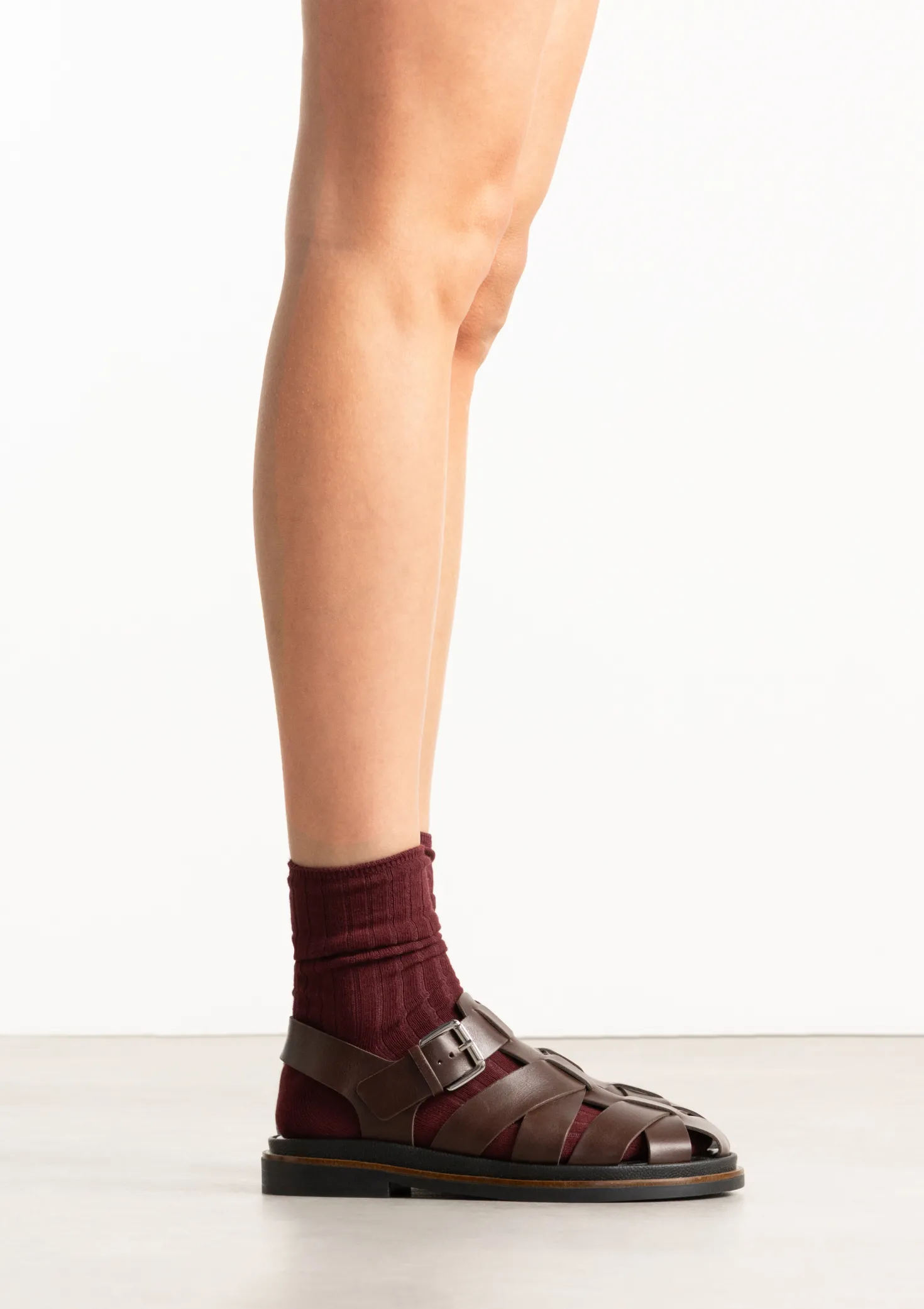 Donkerbruine leren sandalen