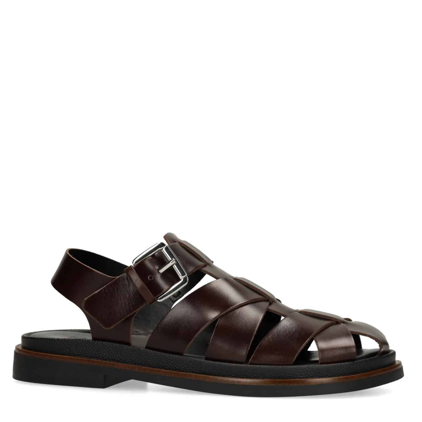 Donkerbruine leren sandalen