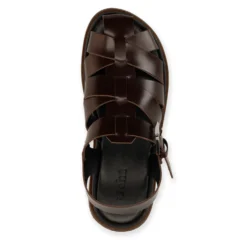 Donkerbruine leren sandalen