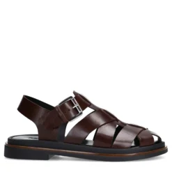 Donkerbruine leren sandalen